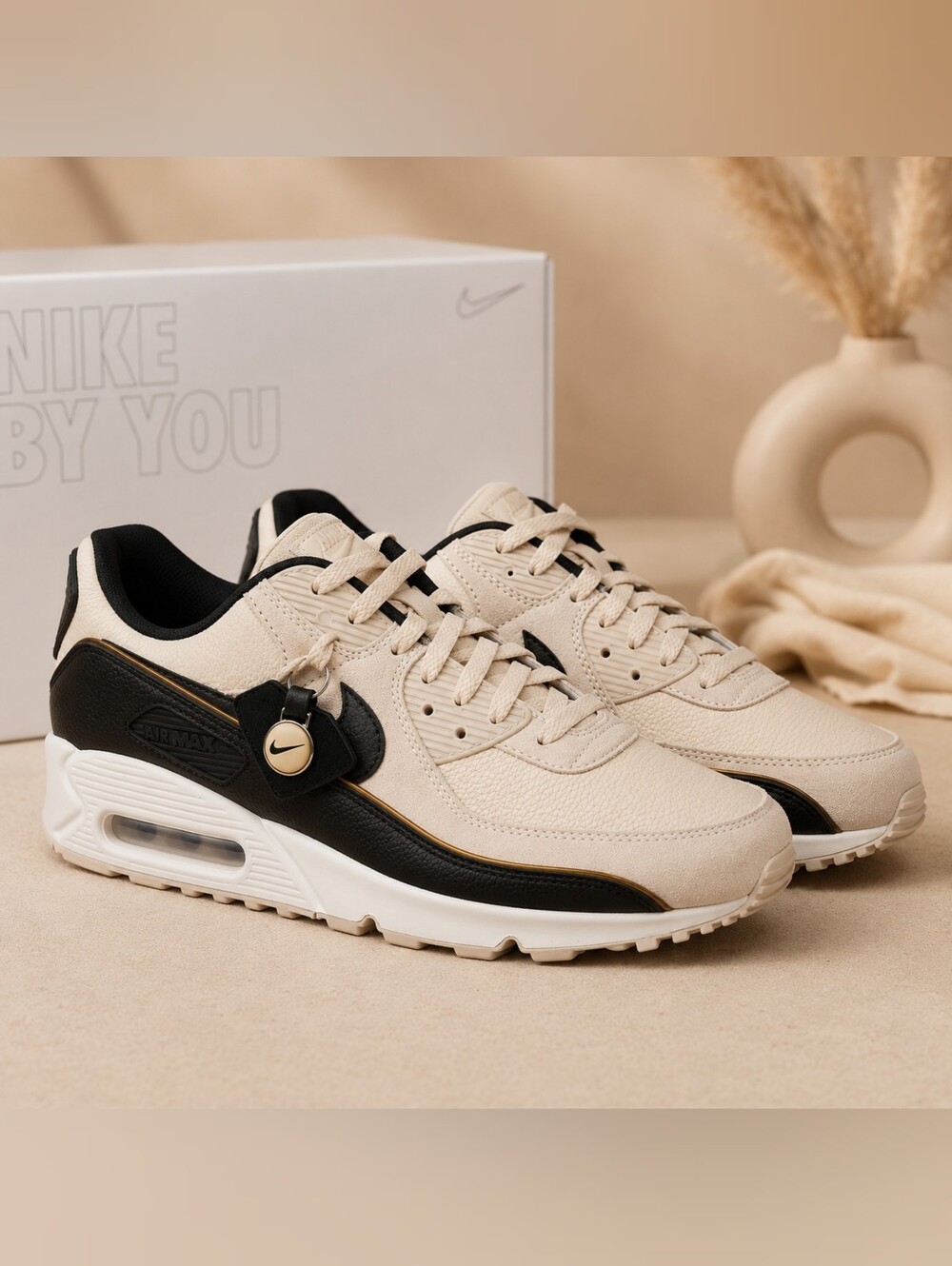 Nike Air Max 90 By You Custom Sail Black Gold Men’s 11